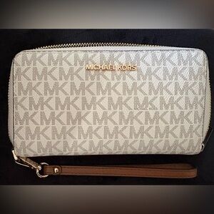 Michael Kors Beige Monogram Clutch